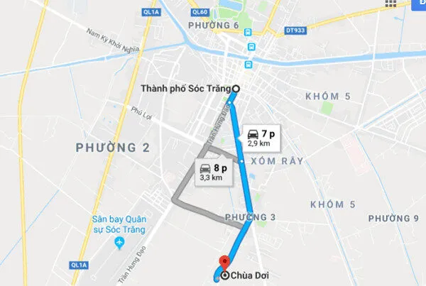 Đường đi đến Chùa Dơi, Sóc Trăng